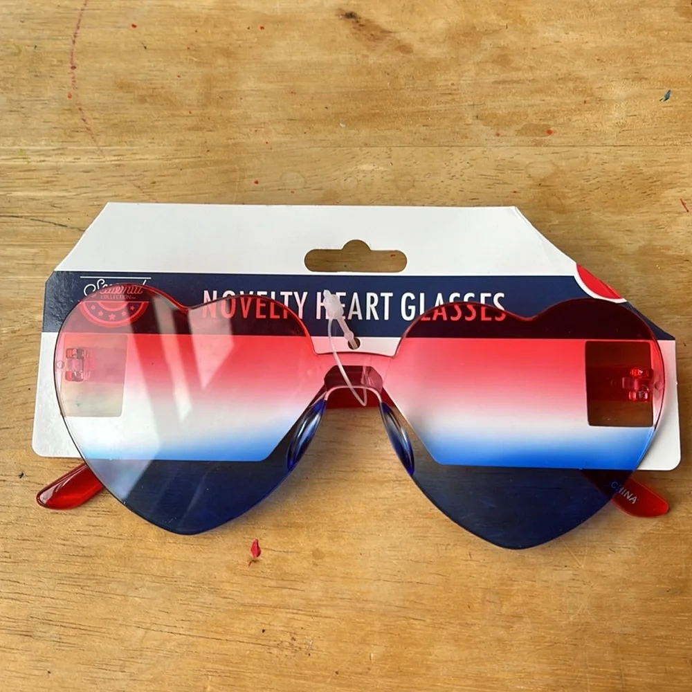 Novelty Heart Glasses - Red and Blue
